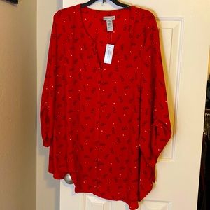 ☀️ 2 FOR $30 ☀️ Red w Black Eyeglasses Print button-down - 2X - NWT